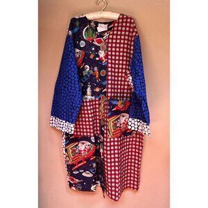 NWOT Tessuti Zoo V-Neck Patchwork Geometric & Space Pattern Oversized Dress